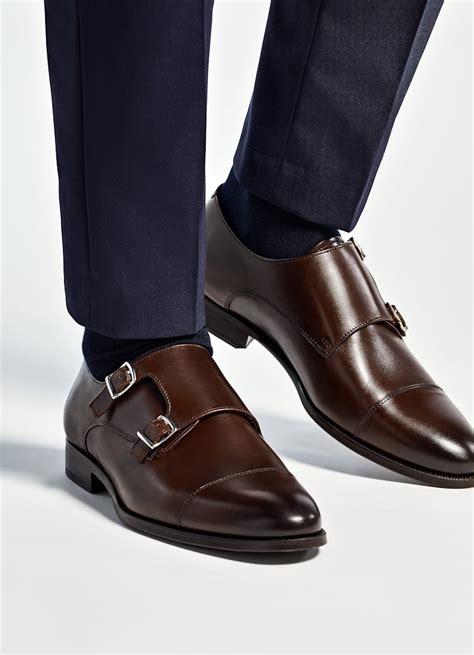 versace brown leather double monk strap shoes|Versace Patent Double Monk Strap Leather Shoes .